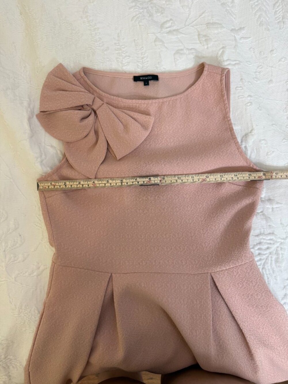 🦋 2/30 RW&CO Blush Pink Bow Fit & Flare Dress Size 2 - Picture 7 of 8